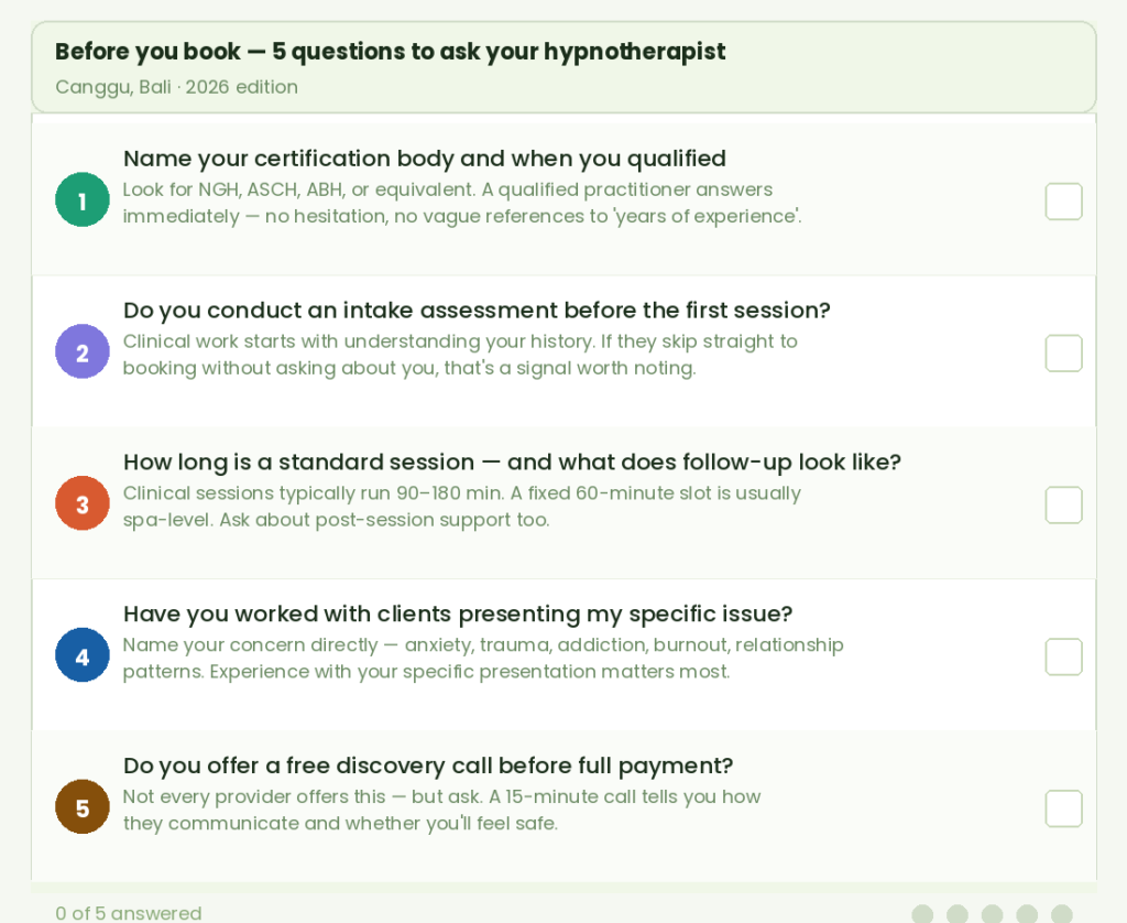 best hypnotherapy canggu